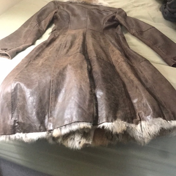 Genuine patchwork leather & rabbit-fur jacket - Picture 5 of 8